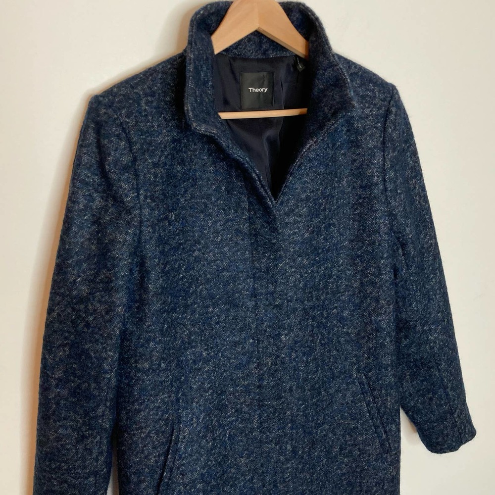 Theory Blue Wool Blend Coat - Picture 5 of 16